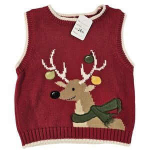 Greendog Toddler Reindeer Christmas‎ Sweater Vest Red 24 Months Cotton Knit